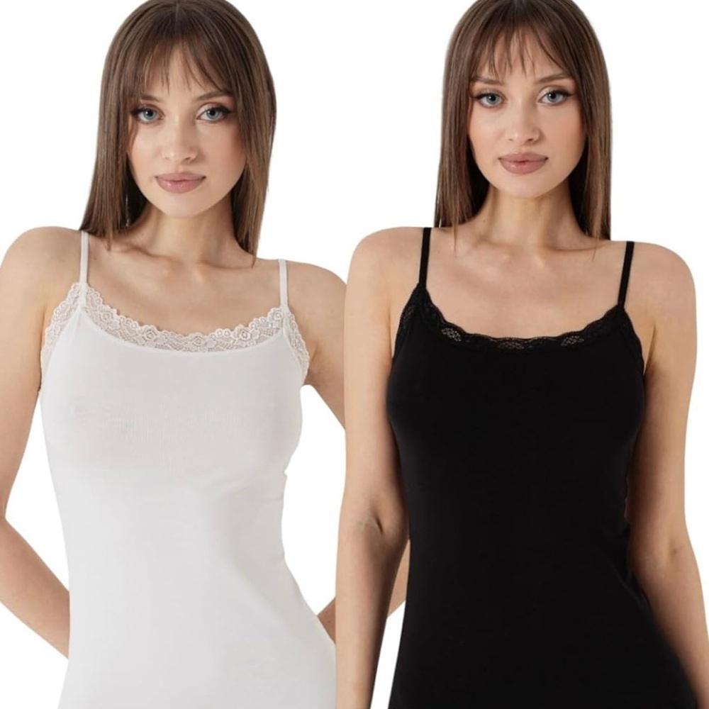 Brand New with tag ! Lace Trim Camisole Set - Black and White
